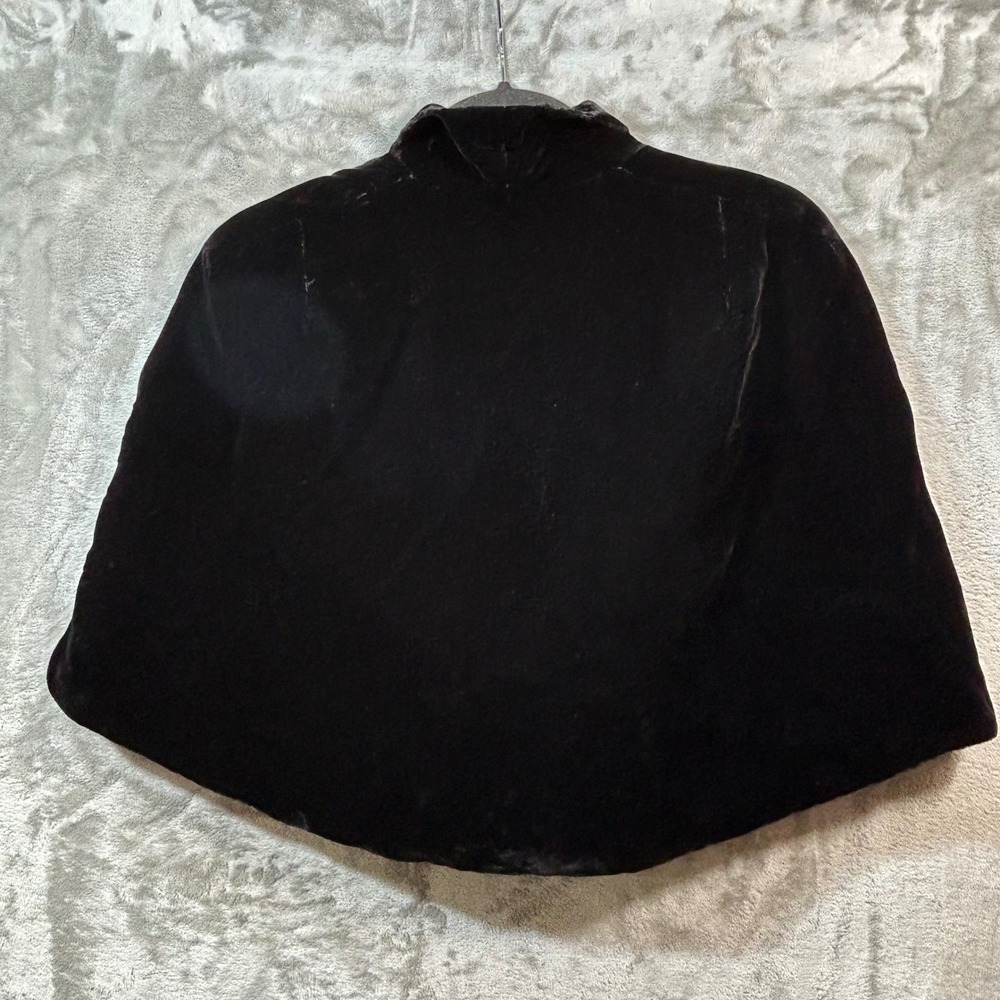Vintage 1960s Top Hit Fashions Black Rayon Velvet Capelet Shawl Collar Wrap MCM - Picture 4 of 6